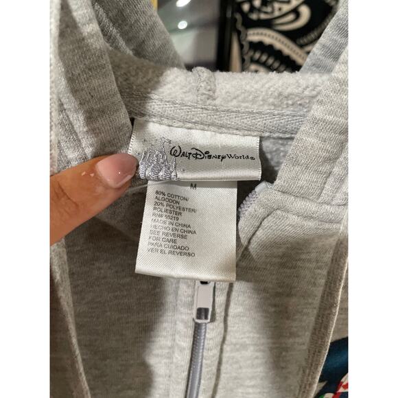 Rare Vintage Mickey Mouse Disney World Epcot Gray Zip Up Hoodie Puff Print M - Picture 6 of 8